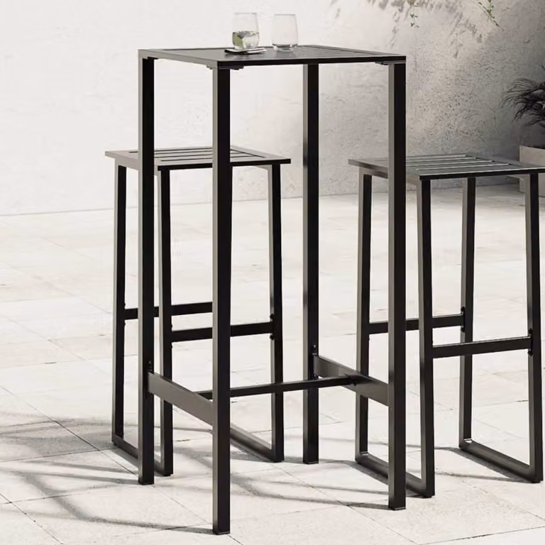 vidaXL Tavolo da Bar Moderno Nero in Acciaio Verniciato a Polvere L/P/H: 50 x 50 x 110 cm
