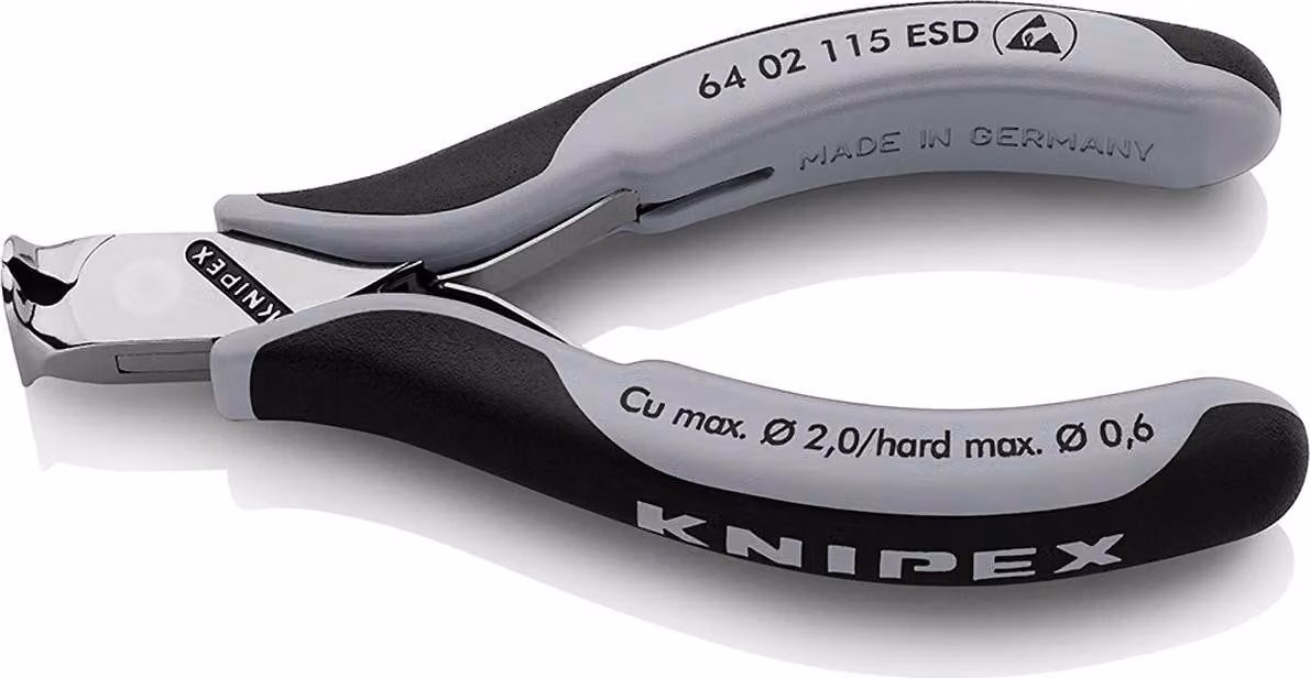 KNIPEX 64 02 115 ESD Pinza per terminali elettronici ESD con impugnatura multicomponente 115 mm