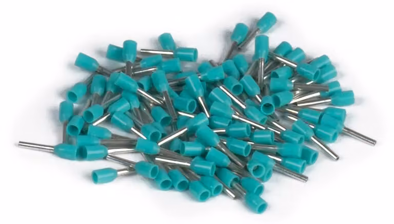 Morsetti per cavi, sezione 0,34 mm², lunghezza 6 mm, confezione da 100 pezzi, in rame, isolati