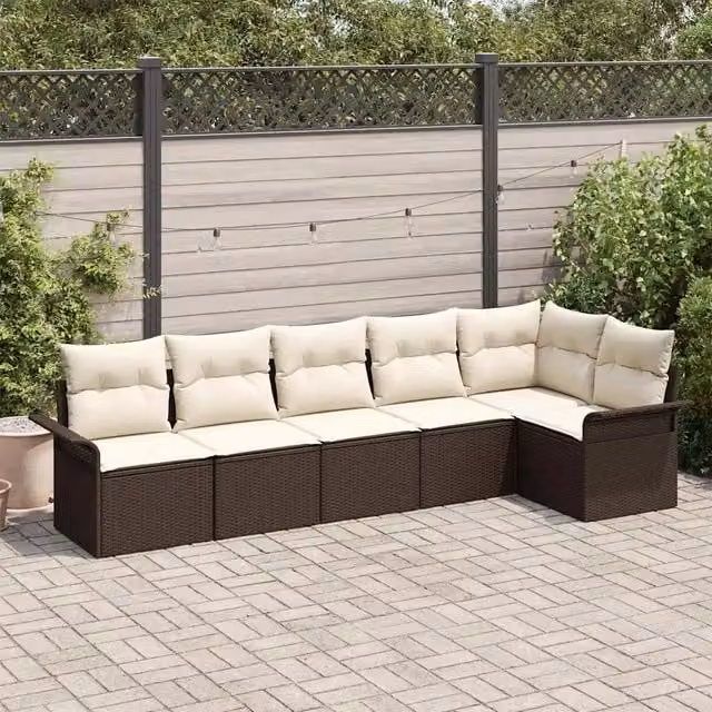 Set Divano da Giardino 6 pz Marrone polyrattan 3354047