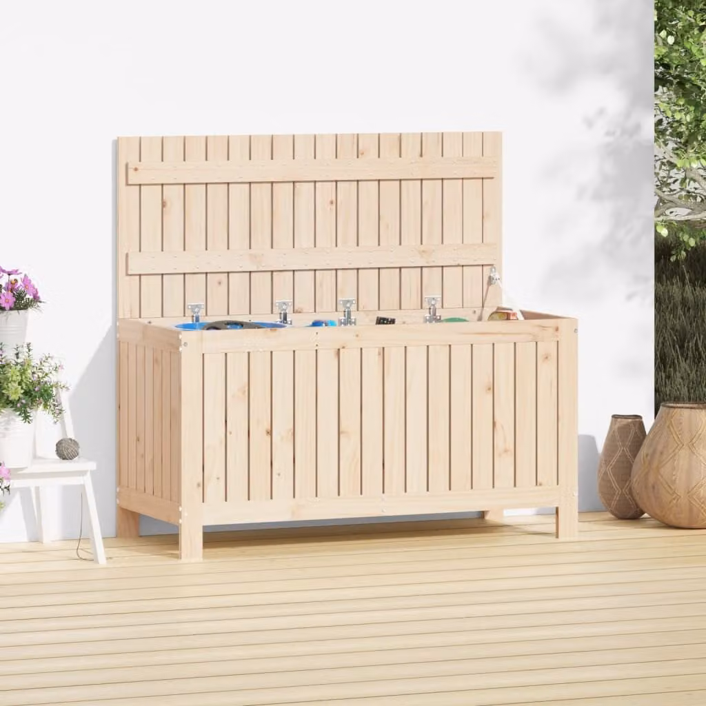 vidaXL Contenitore da Giardino in Legno di Pino Massello, Colore Marrone/Beige, L 115 x P 49 x H 60 cm