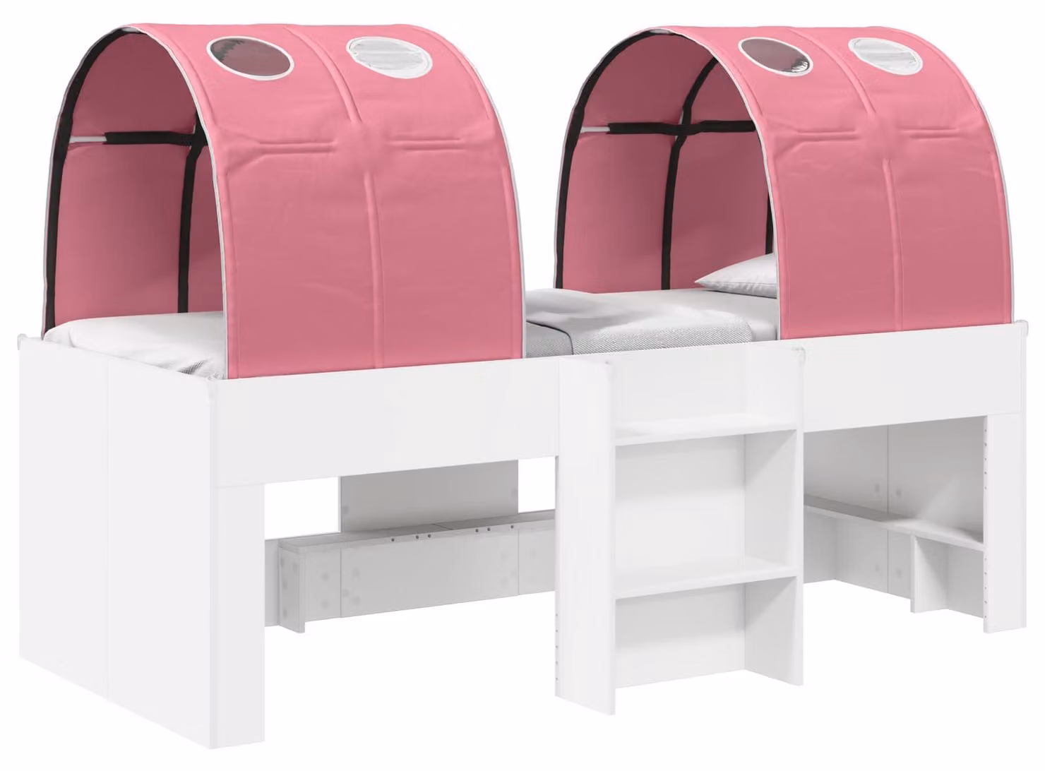 Letto con Tunnel 4 pcs Bianco e Rosa Legno ingegnerizzato