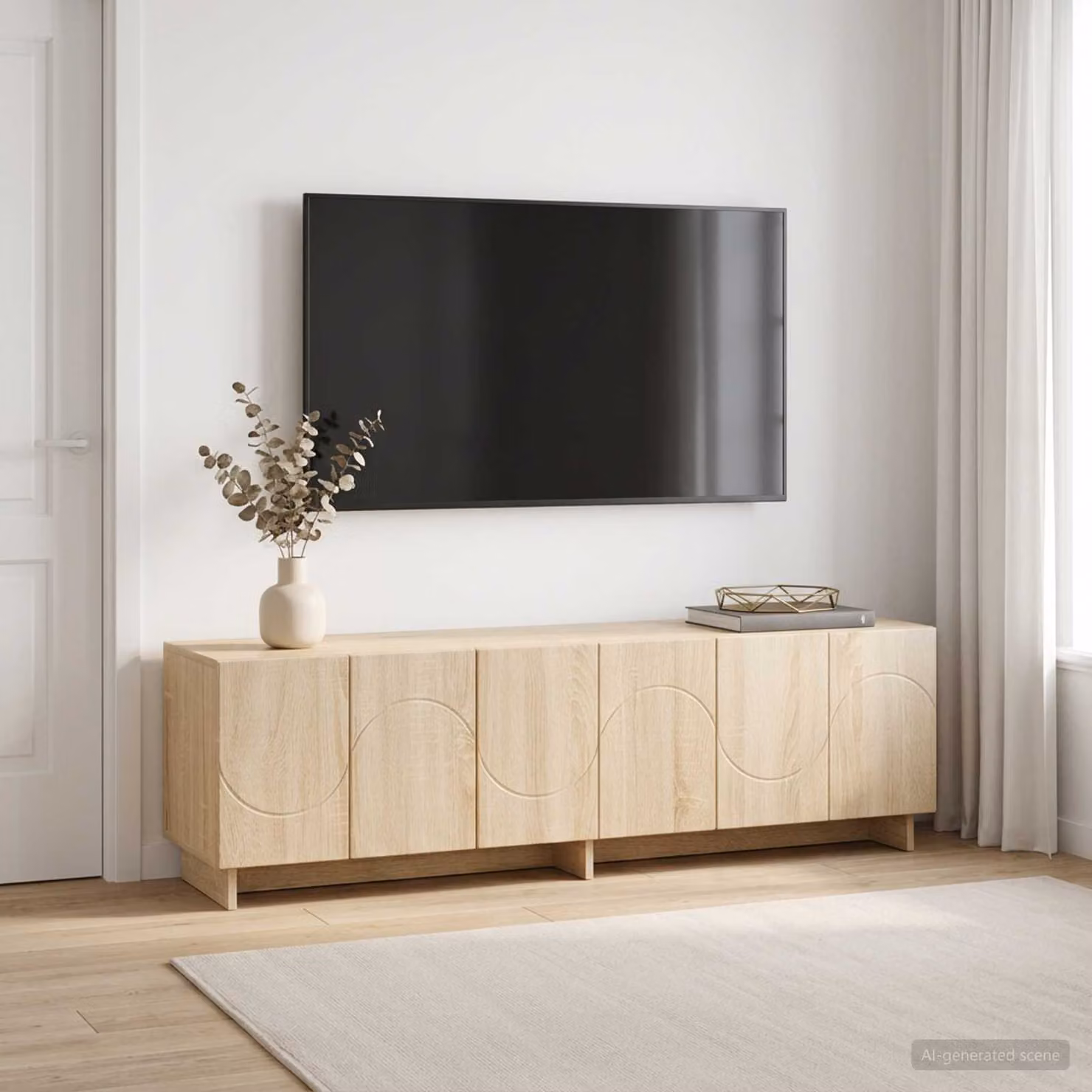 Supporto TV moderno vidaXL in legno color rovere, L 140 cm x P 34.5 cm x H 40 cm