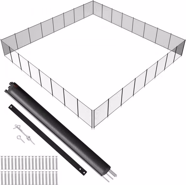 Recinzione per piscina 1,21 m x 29,26 m - Recinzione di sicurezza rimovibile per bambini - Facile installazione fai da te - Recinzione per piscina - Rete in PVC Teslin da 340 g - Protezione per bambini e animali domestici.