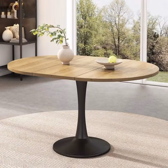 Tavolo da pranzo allungabile ovale ¨C Minimal ¨C Effetto rovere, 100/140x100x75 cm, design moderno