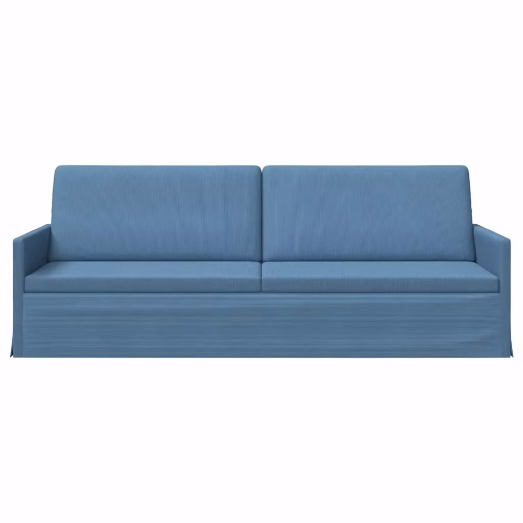 Divano a 3 posti moderno vidaXL in tessuto cord e metallo Blu L: 220 cm, P: 81 cm, H: 82 cm – 2