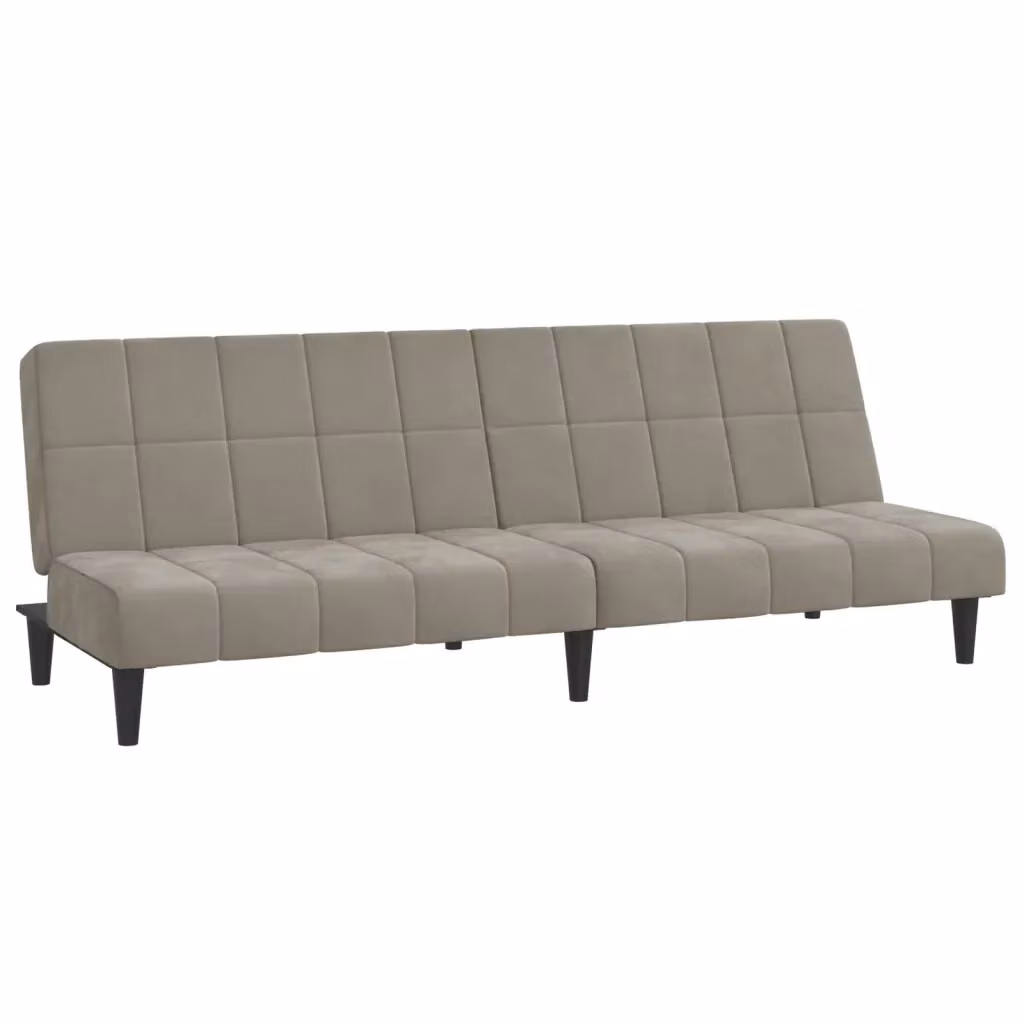Divano Letto Click Clack vidaXL in Velluto Grigio con Poggiatesta Regolabile e Struttura in Legno Solido L/P/H: 200 x 145 x 84,5 cm – 2