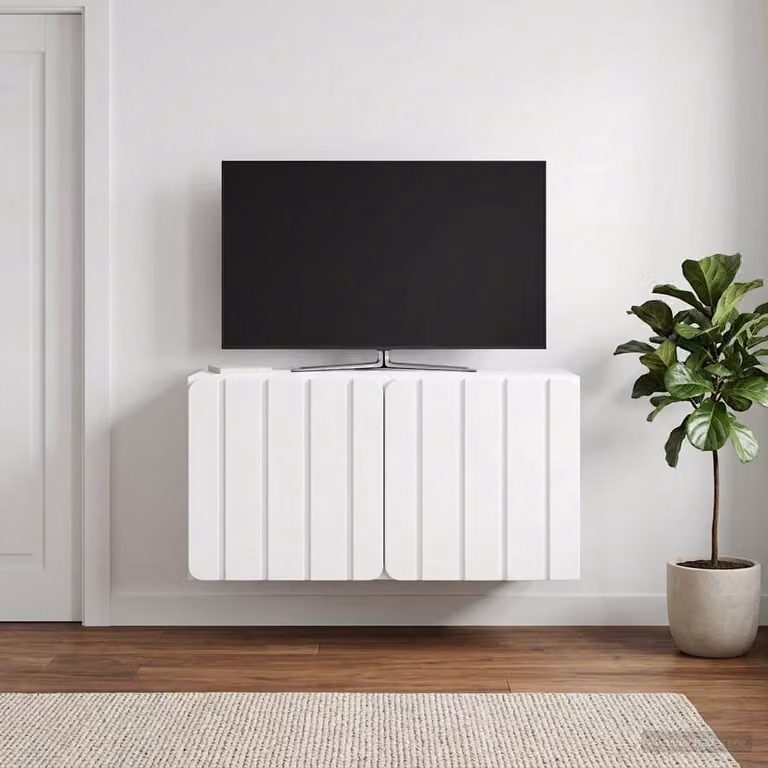 vidaXL Mobile Porta TV da Muro Moderno in MDF Bianco L: 59,5 cm, P: 31 cm, H: 30 cm