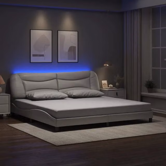 Letto con base contenitore e illuminazione LED vidaXL Hvar Bianco 200x200 cm