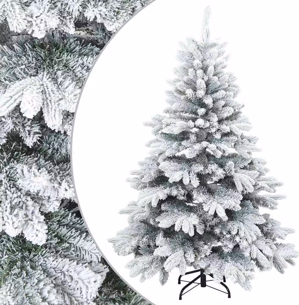 Albero di Natale Artificiale Snodato Foderato di Neve Bianco