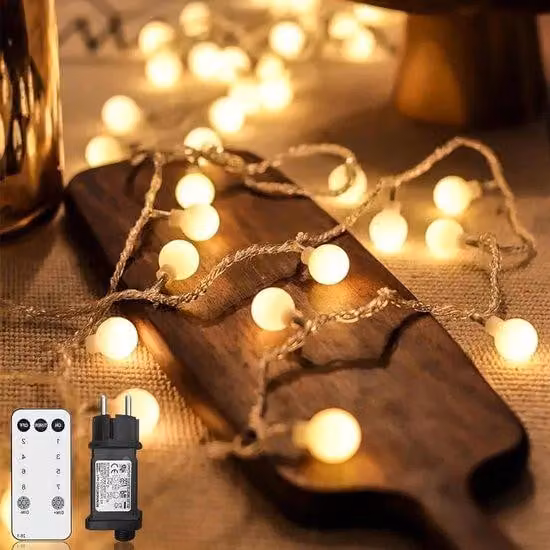 Ghirlanda luminosa da esterno 15 m, 120 LED, 8 modalità, bianco caldo