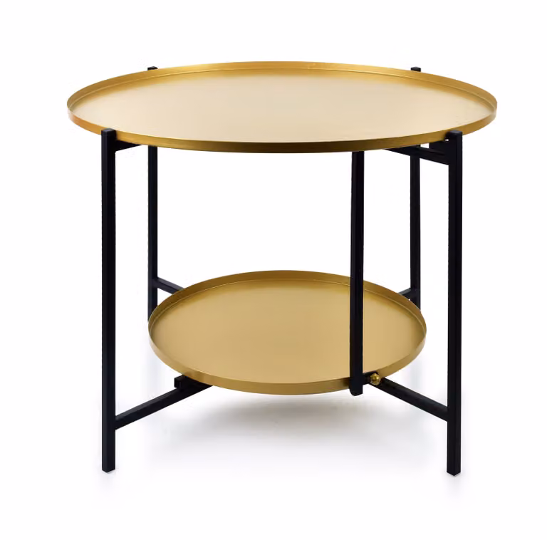 Tavolino Lucas nero e oro 60 cm