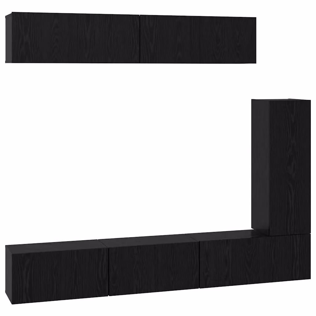 Set mobile TV moderno vidaXL in 6 pezzi, Rovere e Nero, in legno MDF per il tuo soggiorno – 2