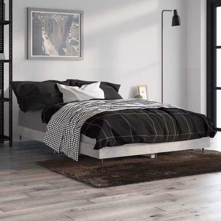 vidaXL Giroletto Grigio in Tessuto e Legno Multistrato L: 120 cm, P: 200 cm