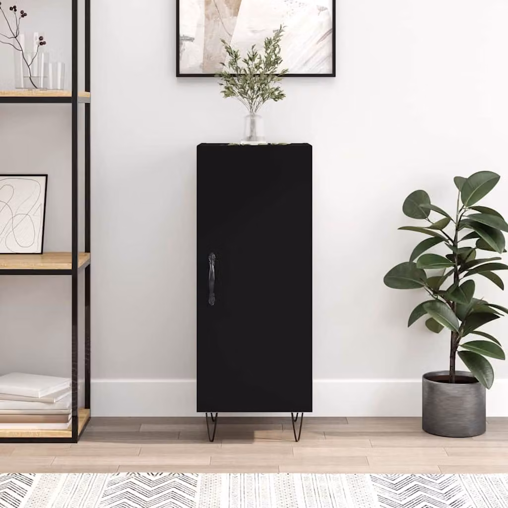 Credenza nera vidaXL in legno e metallo da appendere al muro L/P/H: 34,5 x 34 x 90 cm