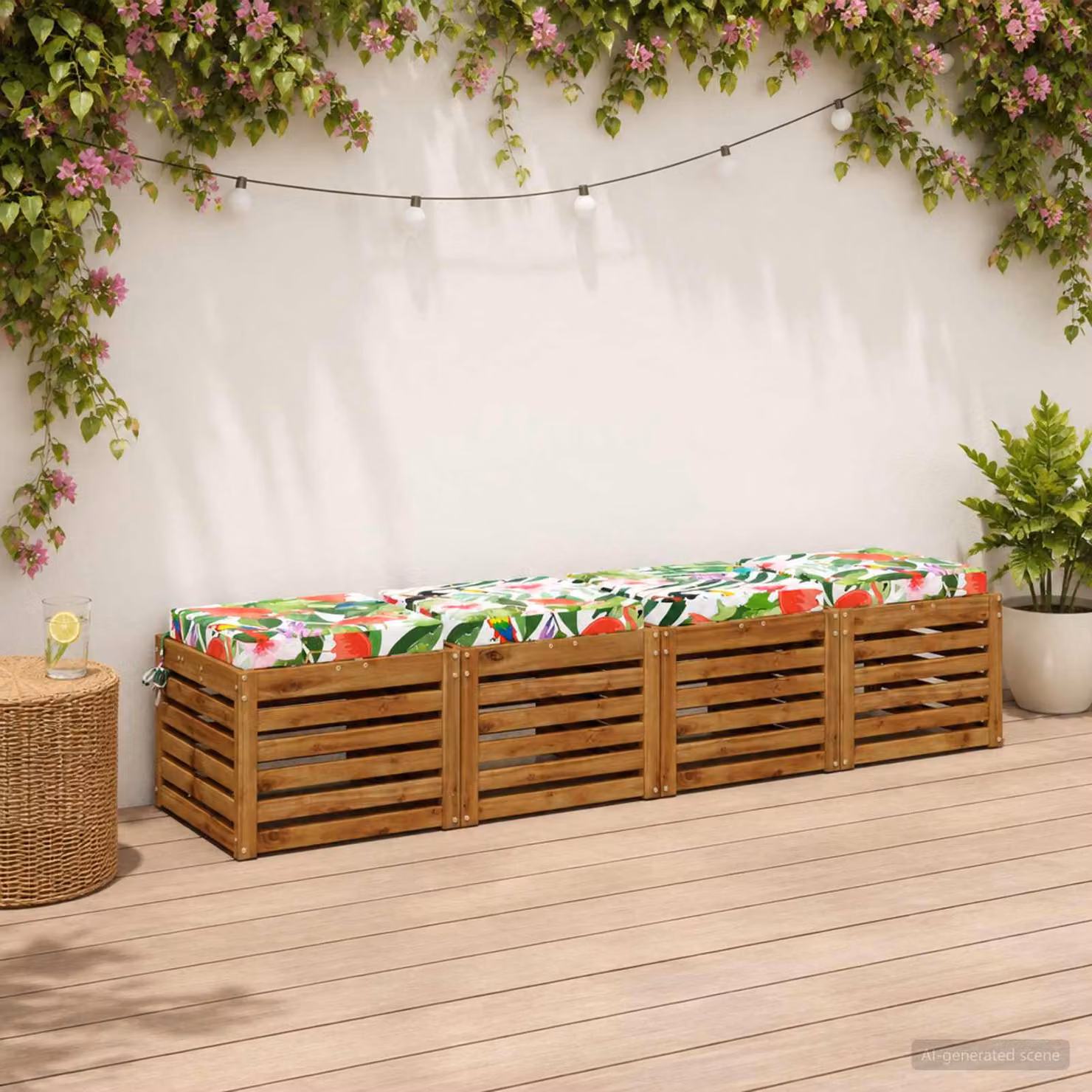 Set di 4 cuscini quadrati per sedia vidaXL in poliestere multicolore con rivestimento lavabile e resistente ai raggi UV
