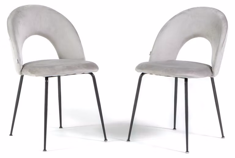 Set di 2 sedie da pranzo in velluto con schienale sagomato e gambe in metallo, design elegante e moderno per casa e ristorante MARGOT - grigio chiaro/grigio scuro