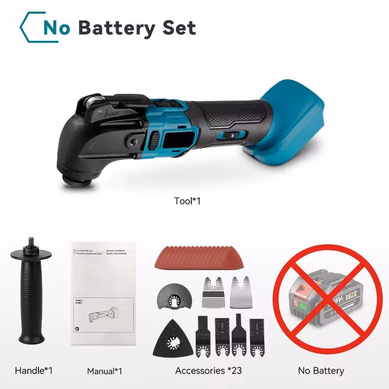 Multitool oscillante - Senza spazzole - Utensile multifunzione - Seghetto elettrico - Trimmer - Pala
