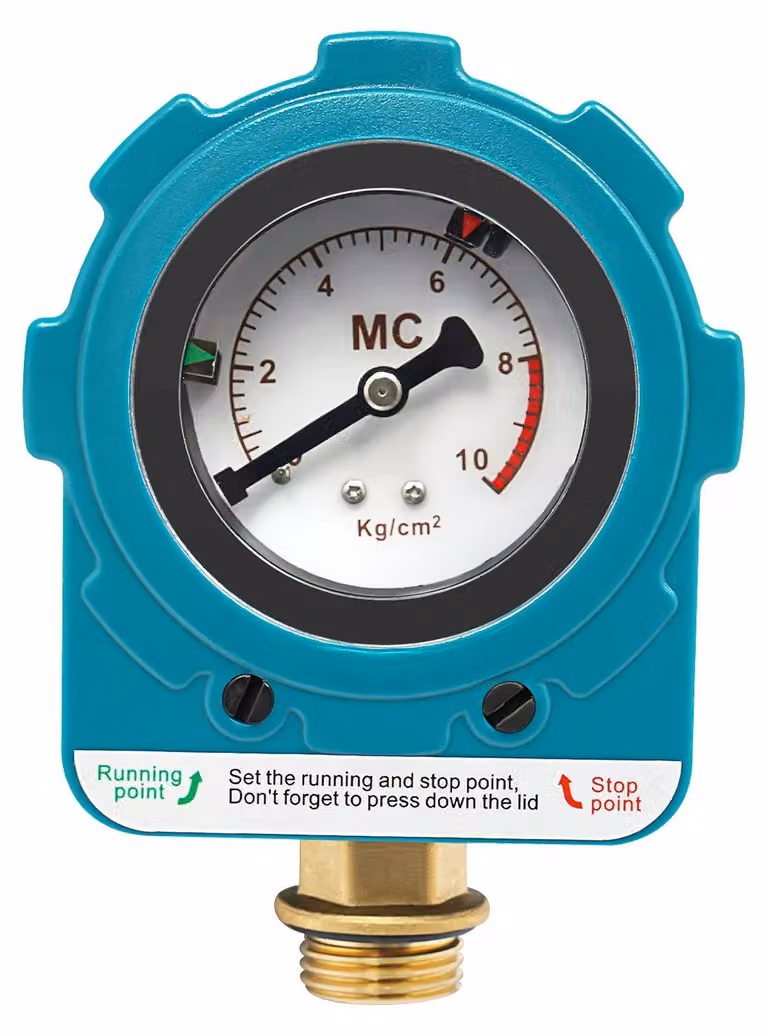 Interruttore di pressione per pompe, con attacco NPT 1/2", grado di protezione IP65 (resistente all'acqua), colore ciano