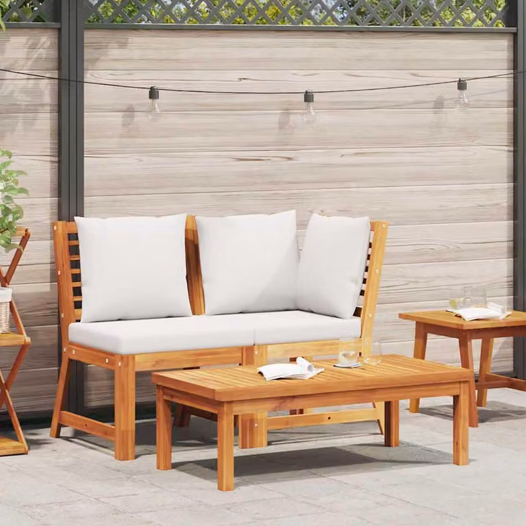 Maison Exclusive - Set da giardino a 3 pezzi con cuscini color crema, in legno massello di acacia