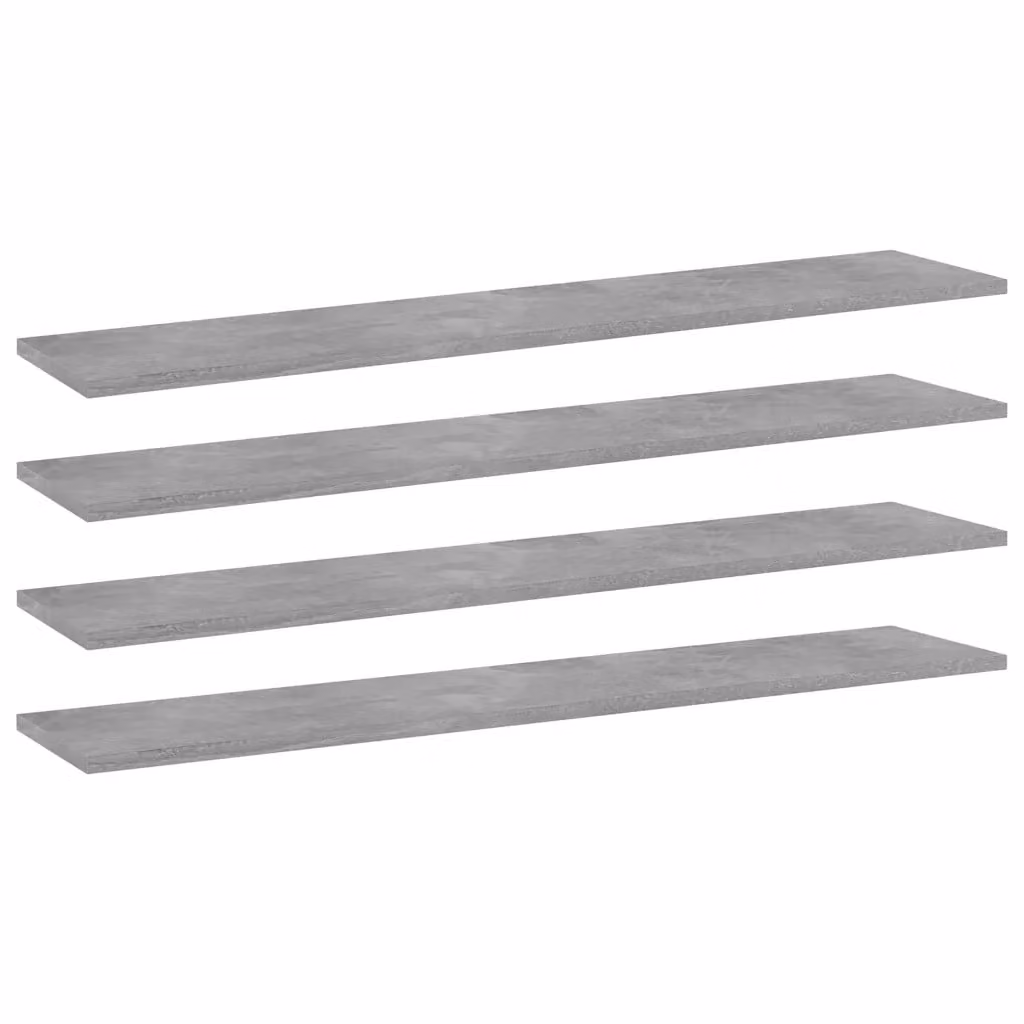 Set di 4 ripiani per libreria vidaXL in legno multistrato, colore grigio cemento, L: 100 cm, P: 20 cm, H: 1,5 cm