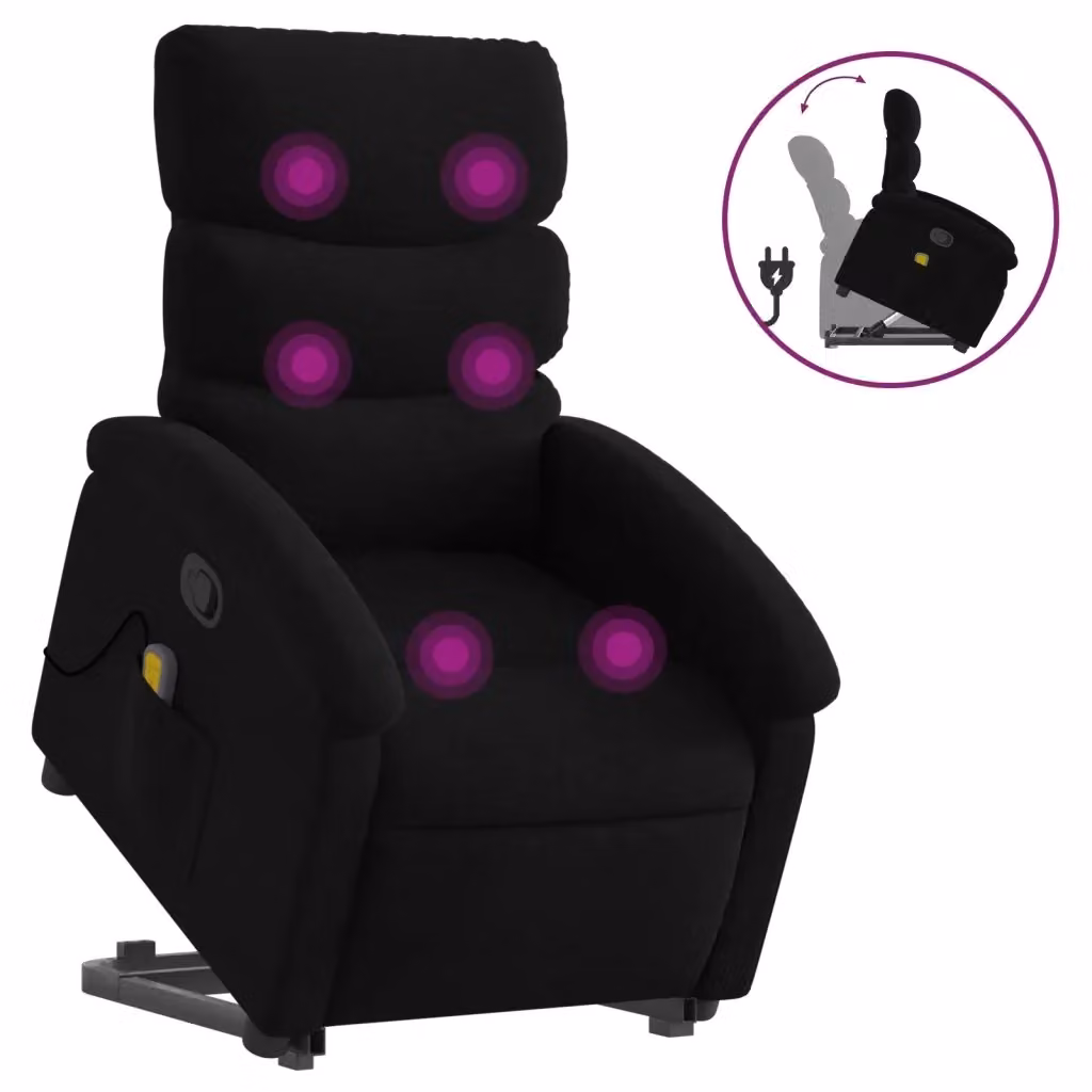 Poltrona Alzapersona Reclinabile con Assistenza Elettrica vidaXL in Tessuto Nero per Senior – 2