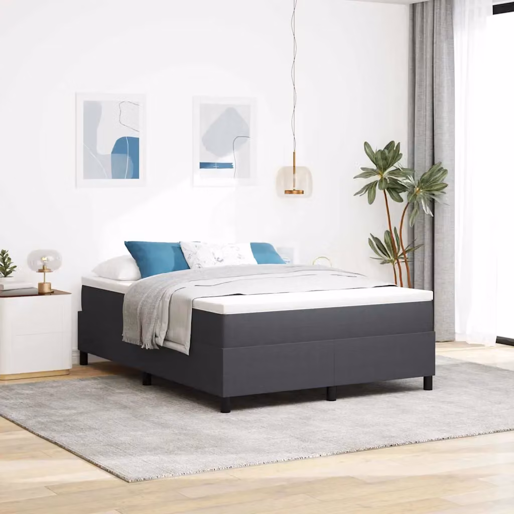 Letto a molle vidaXL in tessuto Grigio e Bianco L 140 x P 200 x H 60 cm