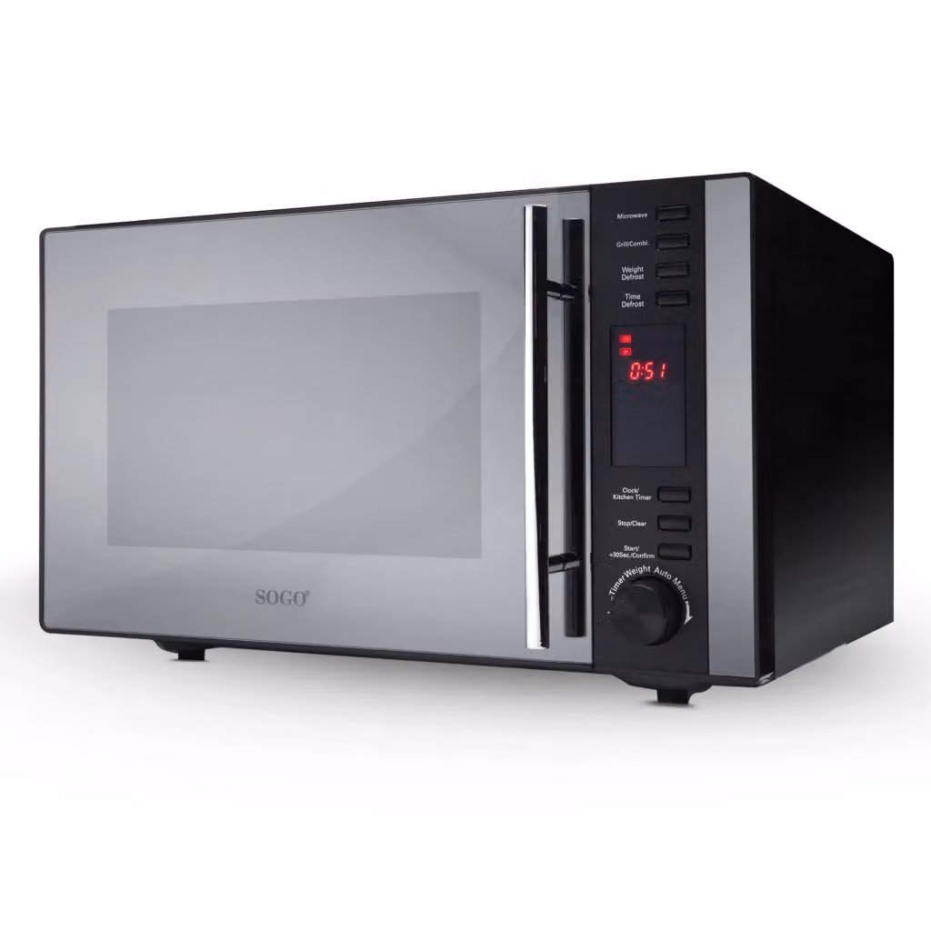 Forno microonde digitale con grill SOGO, colore nero, con display LED, piatto rotante da 255 mm e 8 programmi automatici, potenza 700W – 2
