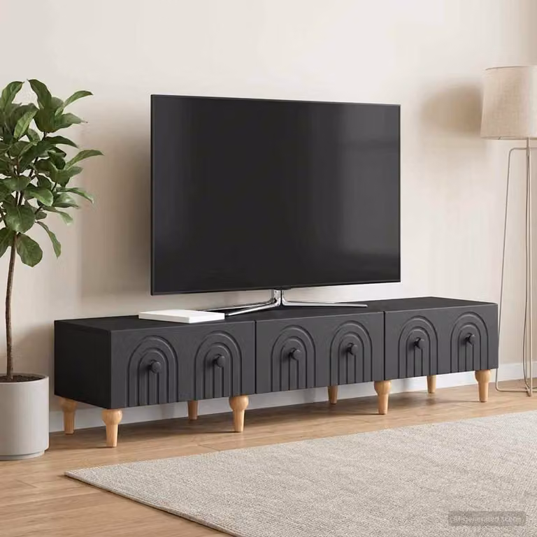 Mobile TV vidaXL Nero in Legno MDF per Soggiorno L: 147 cm, P: 34,5 cm, H: 30 cm