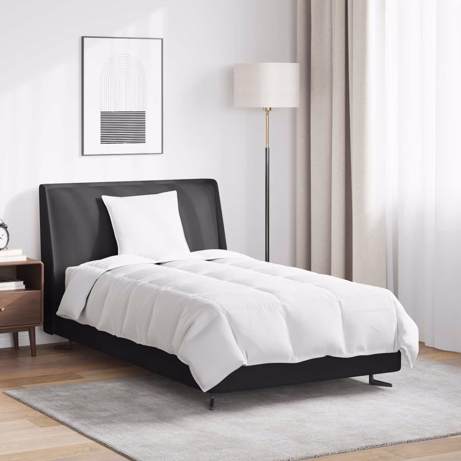 Set di duvet estivo e 2 cuscini vidaXL in piuma d'anatra e cotone, colore bianco