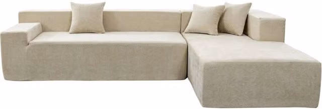 Divano angolare in tessuto testurizzato "Tessaro" - 4 posti - Beige
