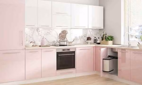 Mobile cucina laccato Mobile cucina bianco / RAL 3015 rosa chiaro RAL 9010 bianco puro laccato semi opaco