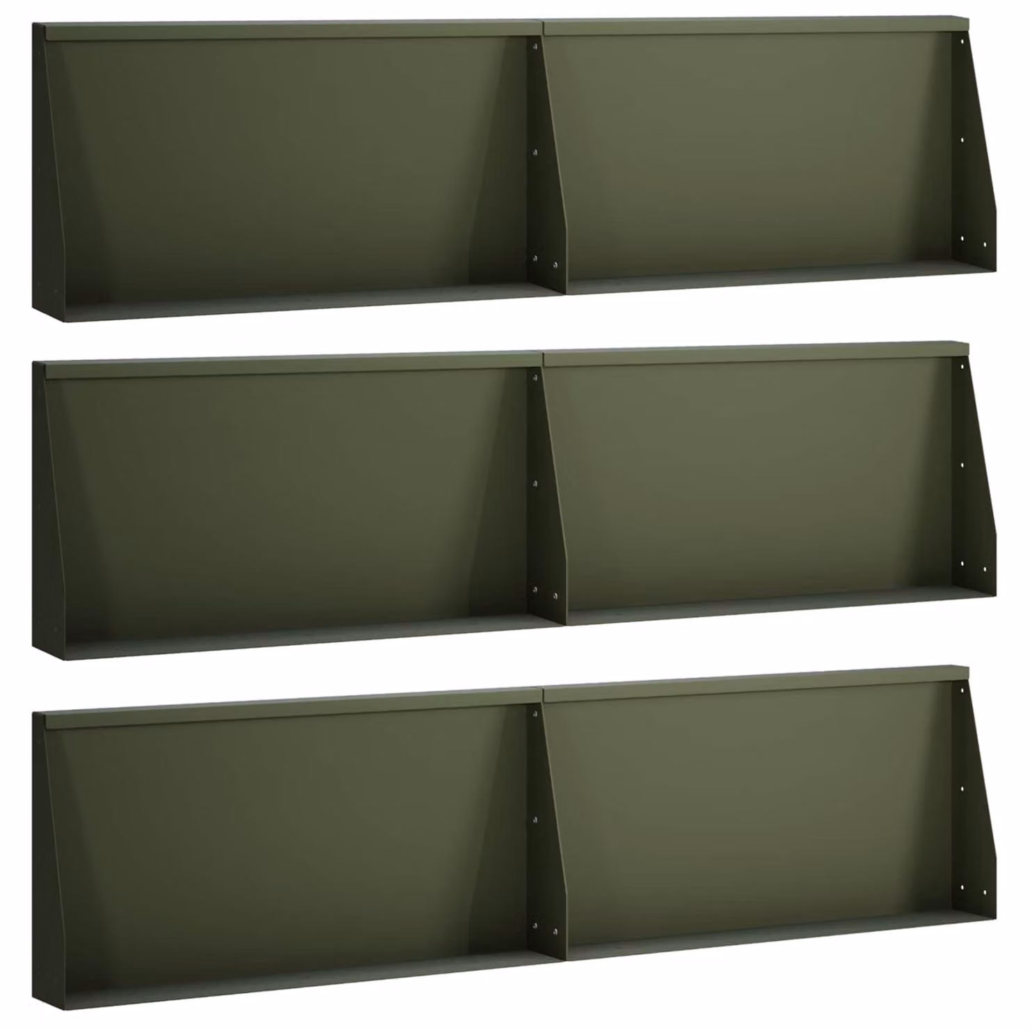 Set di 6 pezzi di aiuole rialzate vidaXL in acciaio verde oliva, L: 80 cm, H: 30 cm, P: 12 cm