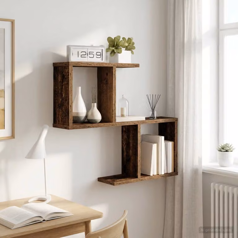 Scaffale da parete vidaXL in legno moderno color marrone L 60 cm, P 12 cm, H 50,5 cm