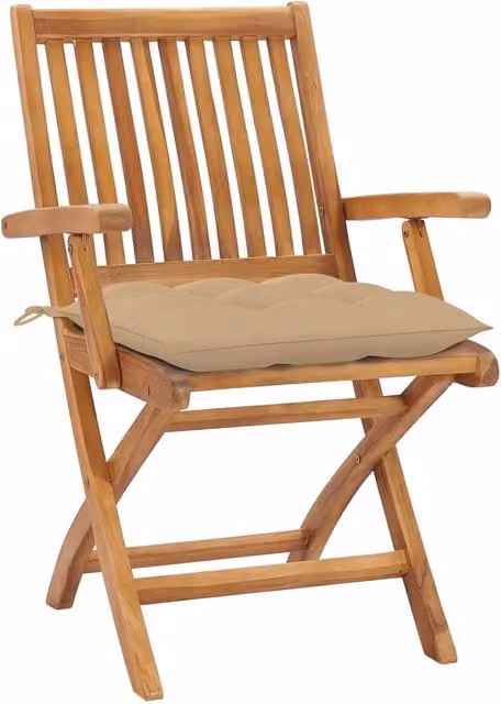 Sedie pieghevoli con cuscini, 6 pezzi, in legno massello di teak. 3072768