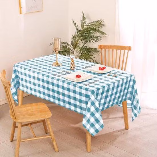 Tovaglia impermeabile - impermeabile - lussuosa in poliestere - robusta - resistente e lavabile - impermeabile - lussuosa per sala da pranzo, feste, giardino 130 x 220 cm turchese e bianco