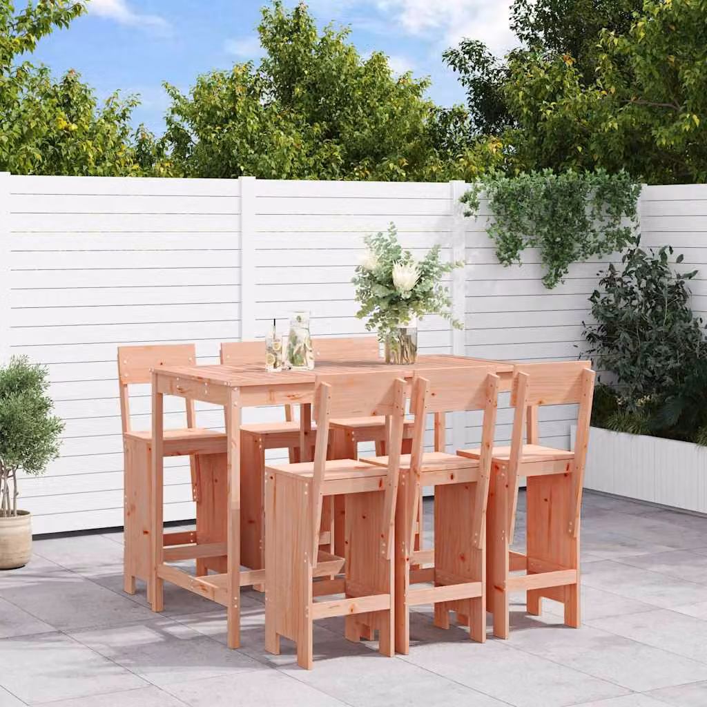 Set da Bar da Giardino vidaXL in Legno di Douglas Marrone, 7 Pezzi