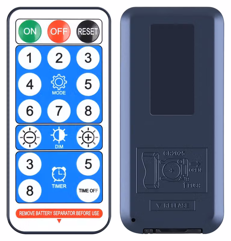 Telecomando universale per catene luminose a LED solari, colore nero