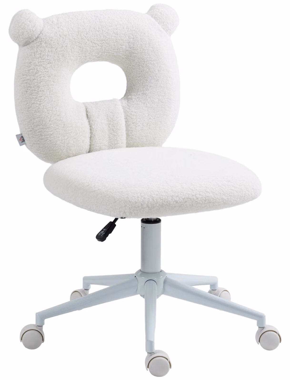 Sedia da ufficio - Sedia da scrivania - Regolabile in altezza - Girevole - Imbottita - Portata massima: 120 kg - Tessuto in pile effetto peluche - Bianco
