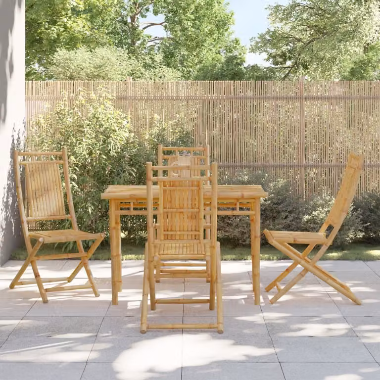 Maison Exclusive - Set da pranzo da giardino in bambù, 5 pezzi