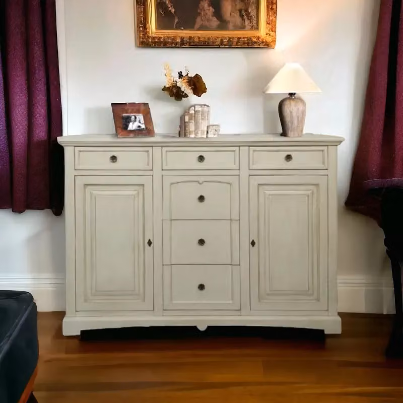 Credenzone in legno Mobili 2G con 2 porte e 6 cassetti colore avorio, L: 170 cm, P: 46 cm, H: 116 cm – 2