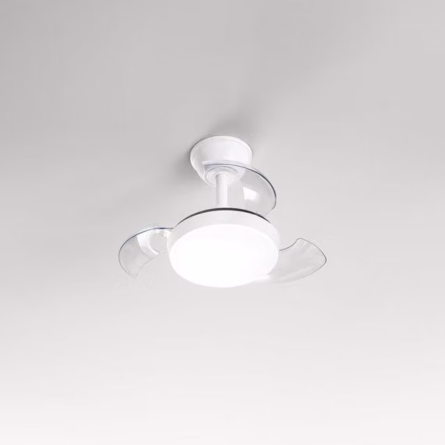 Perenz Mini Open Ventilatore da Soffitto con Luce LED, Telecomando e Timer, Bianco o Trasparente