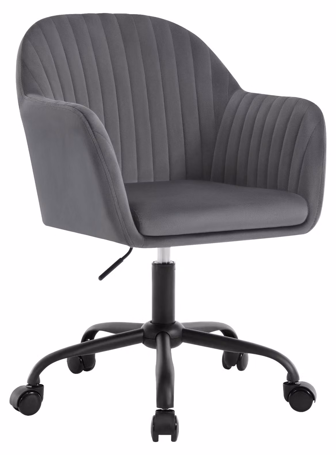 Sedia da ufficio Samt - Sedia girevole ergonomica - Regolabile in altezza - Con braccioli - Schienale alto - Con rotelle - Grigio scuro