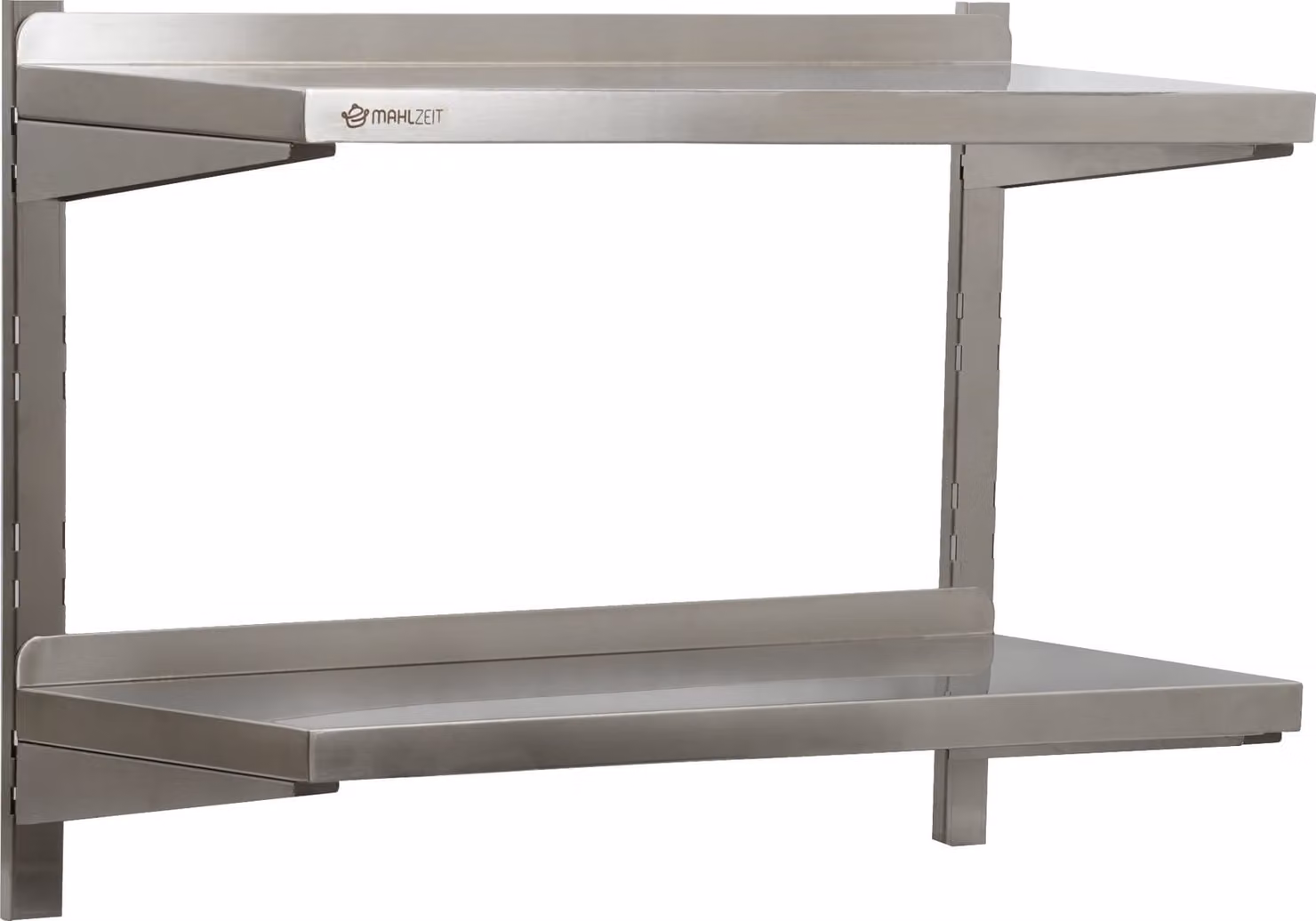 Mensola da parete in acciaio inox Mahlzeit, 80 x 35 cm, 2 ripiani, mensola da cucina mensola sospesa mensola da parete mensola da parete