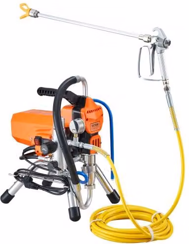 Spruzzatore di Vernice Airless VEVOR 2200 W, Macchina Elettrica per Verniciatura con Portata 2 L/min e Tubo da 9 m, Colore Arancione