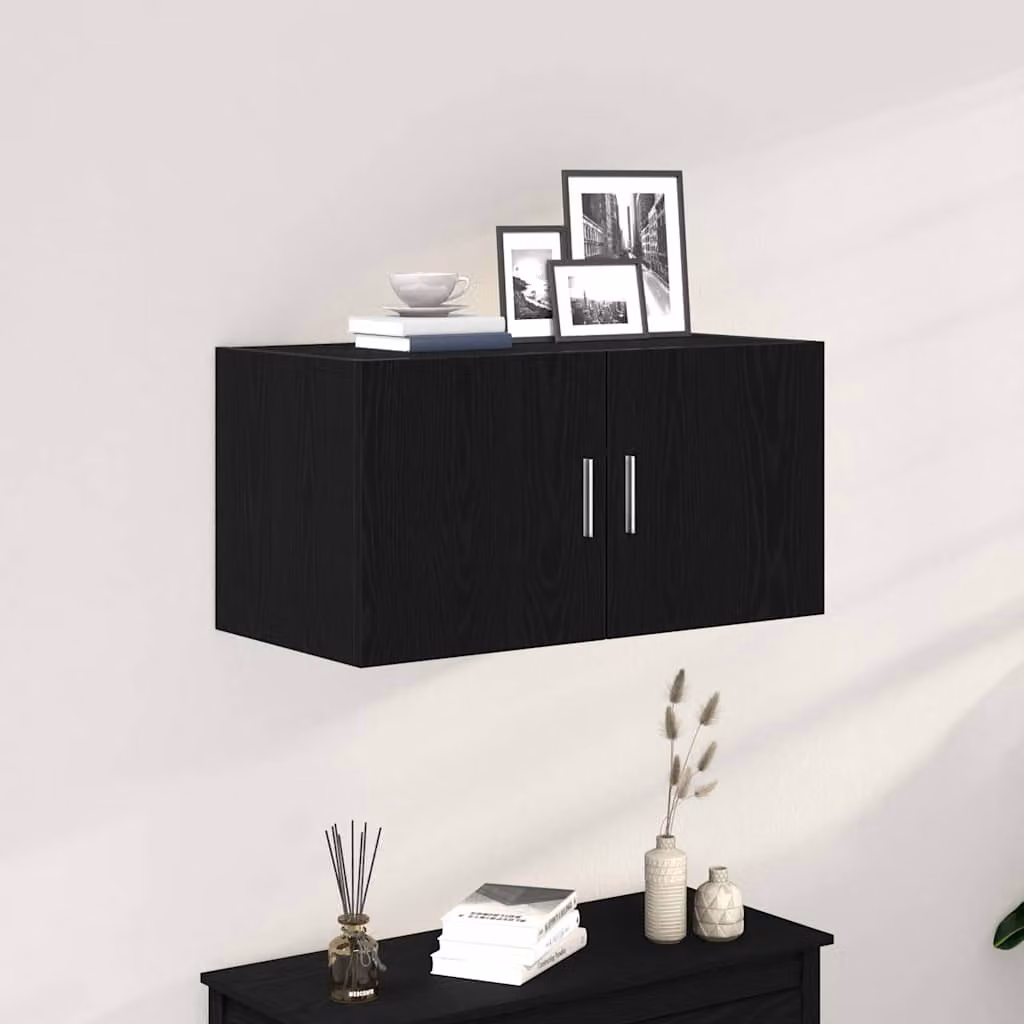 Armadietto a muro moderno vidaXL in MDF nero opaco L: 80 cm, P: 39 cm, H: 40 cm