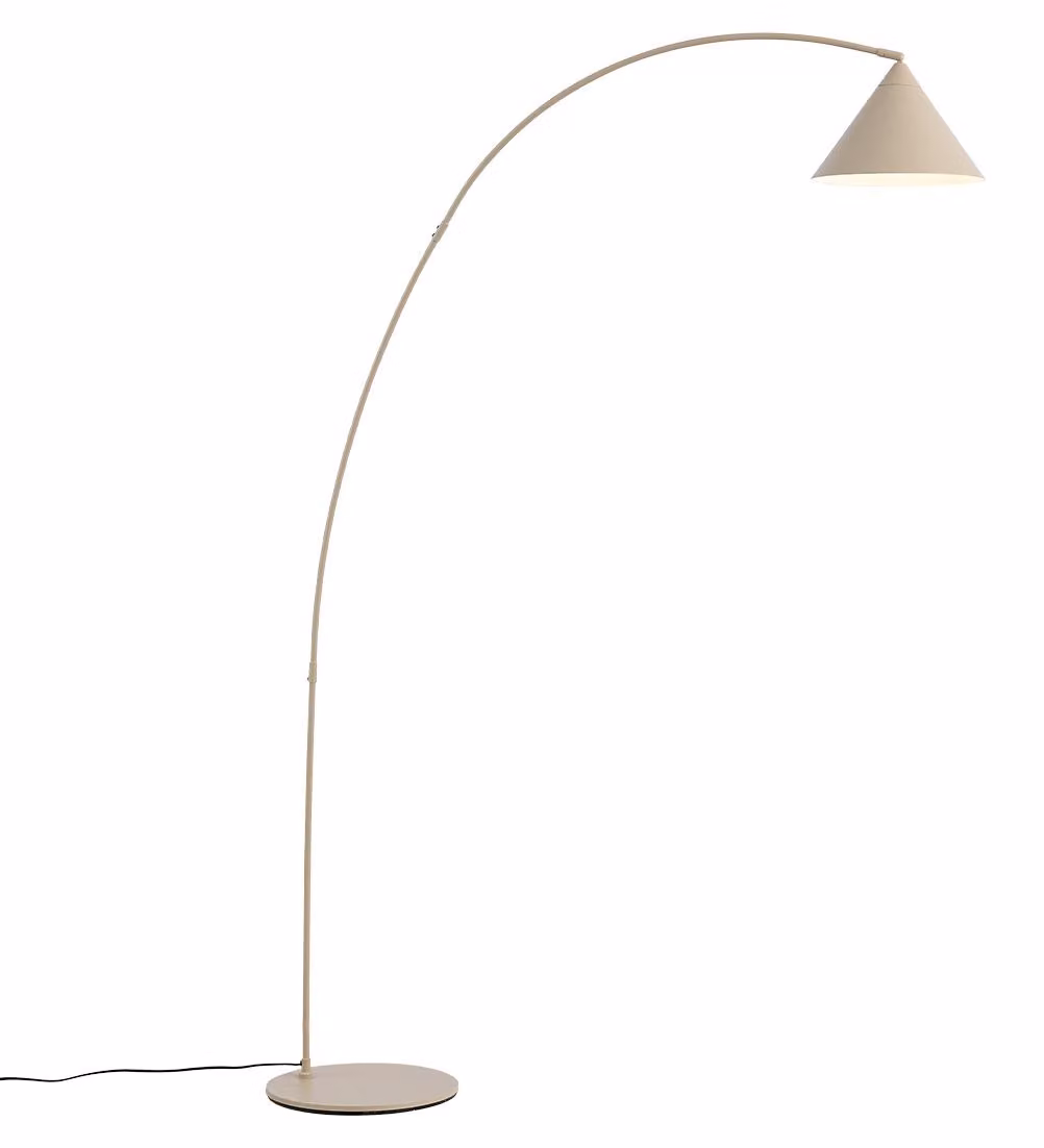 Lampada da terra retrò beige con interno bianco Triangolo
