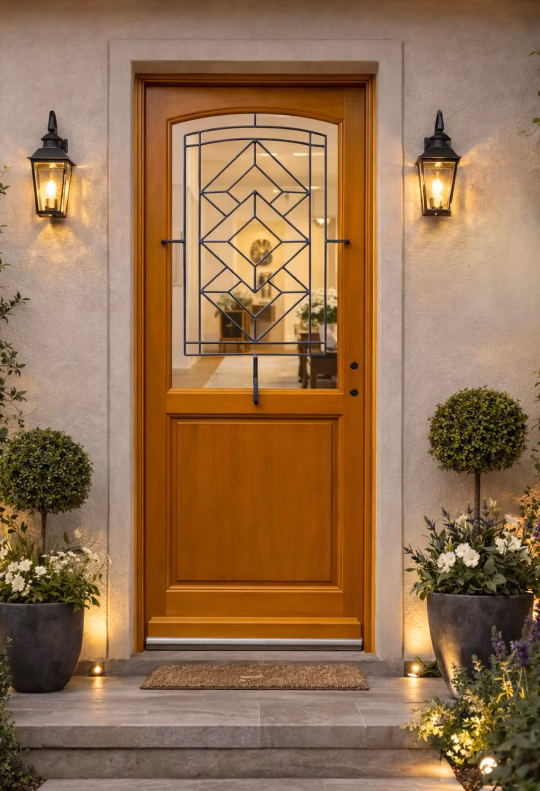 Porta d'ingresso in legno con vetro, Elioth, H.215xL.90 cm, lato pannello P. sinistra, GD MENUISERIES