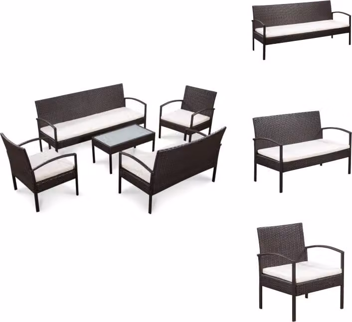 vidaXL Set da salotto da giardino 5 pezzi con cuscini in rattan marrone - Set di mobili da giardino