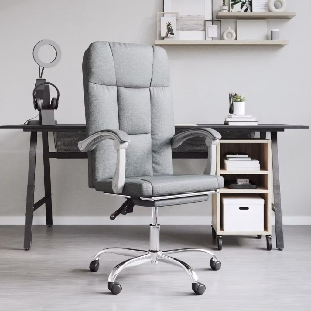 The Living Store Sedia da ufficio con funzione reclinabile in tessuto grigio scuro